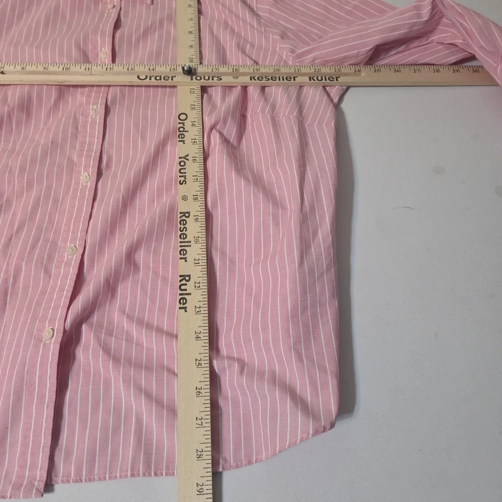 Polo Ralph Lauren Oxford Shirt Womens XL Pink Stripe Slim Fit RLL Logo